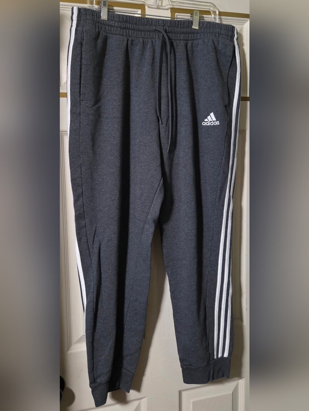 adidas Kids Dark Gray Joggers with White Three Stripes